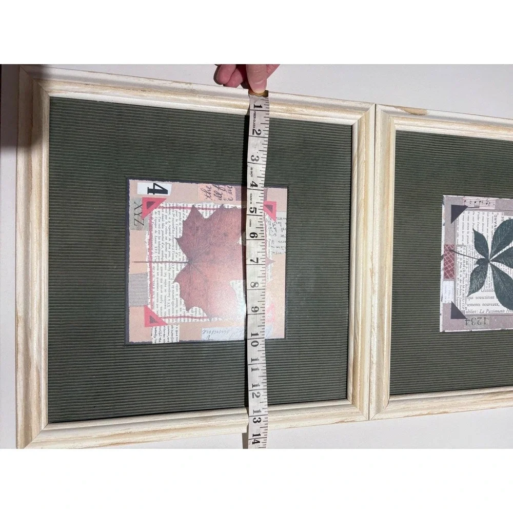VTG Framed Leaf Wall Art Set of 3 Botanical Collage Prints Rustic‎ Decor Serene